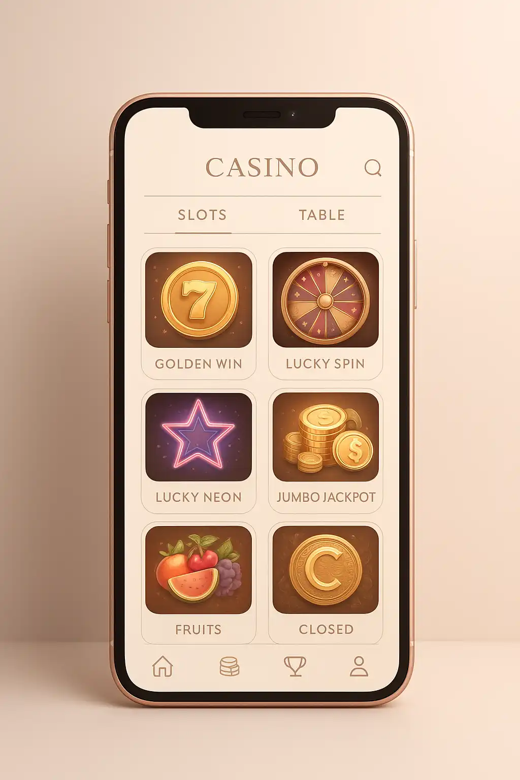 DaytonaSpin mobile app lobby screen on a smartphone